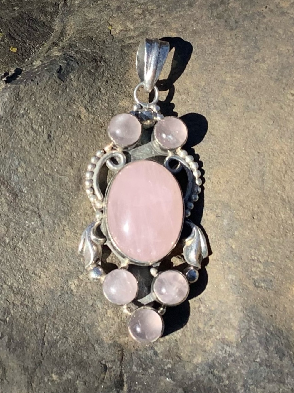 Rose Quartz Sterling Pendant